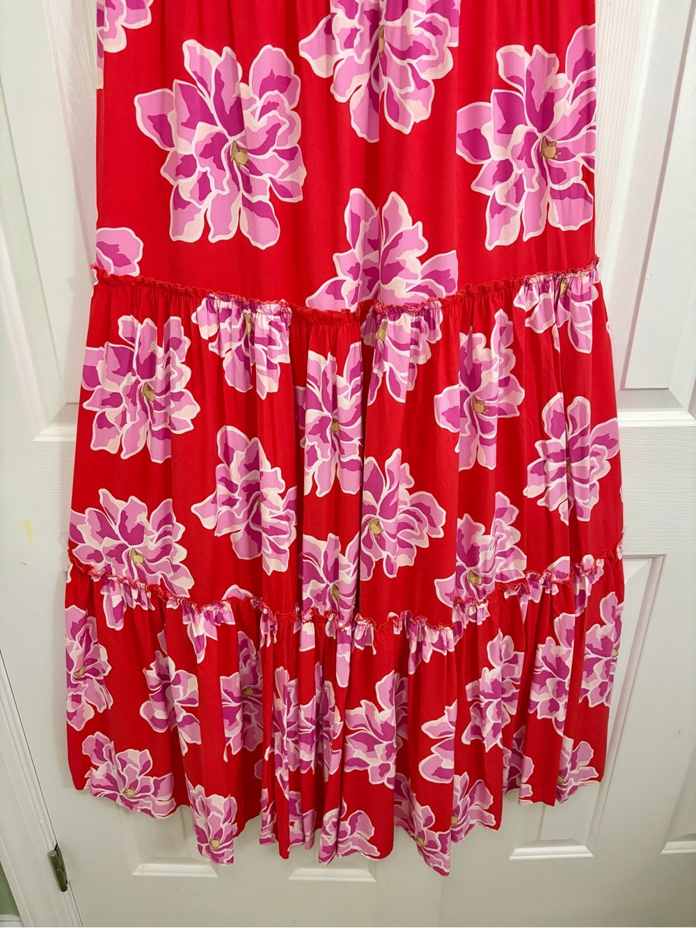 NWT New Anthropology Abel The Label Strapless Red  & Pink Floral Maxi Dress XL - Picture 5 of 16